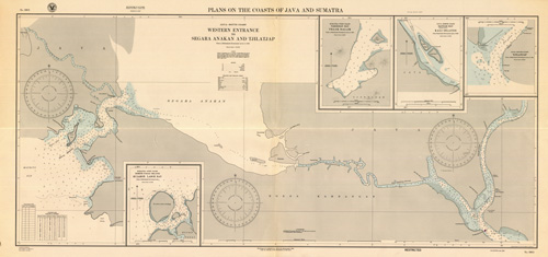 Plans on the Coasts of Java and Sumatra - Java - South Coast Western Entrance to Segara Anakan and Tjilatjap - Taroesan Bay - Telok Dalam - Bantam Bay - Kali Islands - North Pagai Island - Si Laboe Laboe Bay