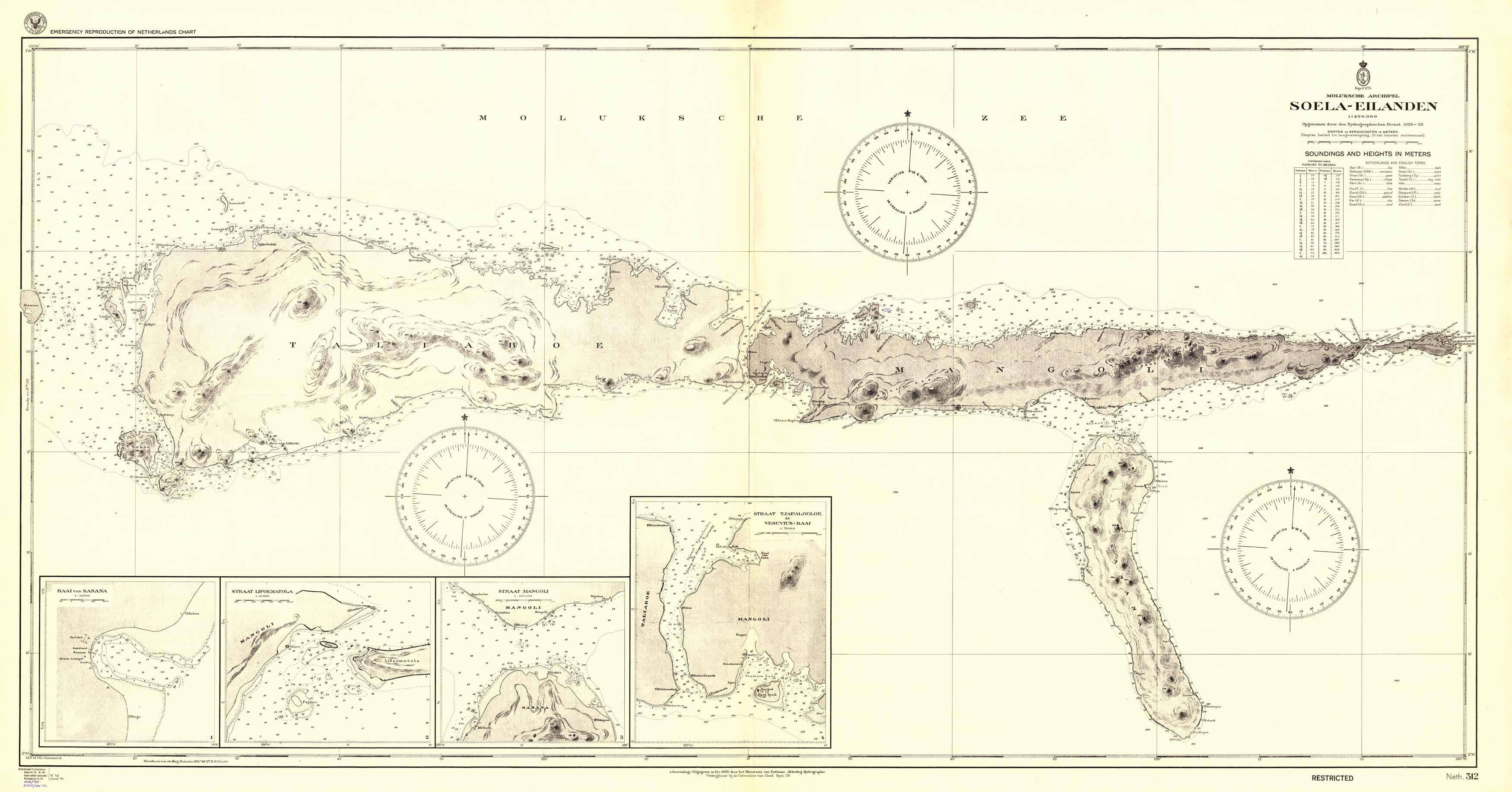 Moluksche Archipel - Soela - Eilanden - Baai van Sanana - Straat Lifoematola - Straat Mangoli - Straat Tjapaloeloe en Vesuvius - Baai