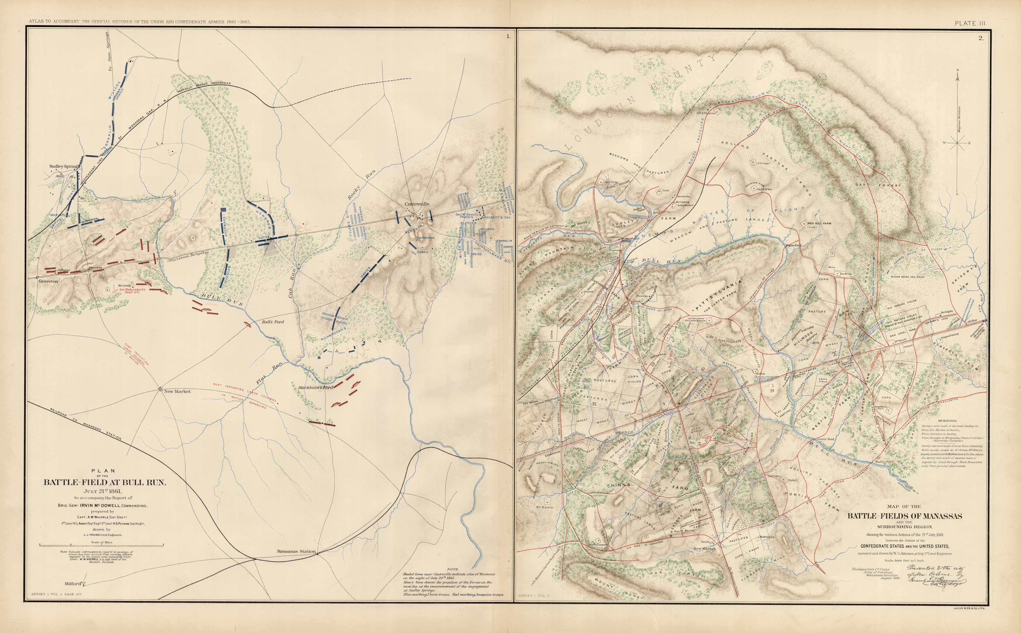 Civil war Atlas; Plate 3; Battles of Bull run & Manassas