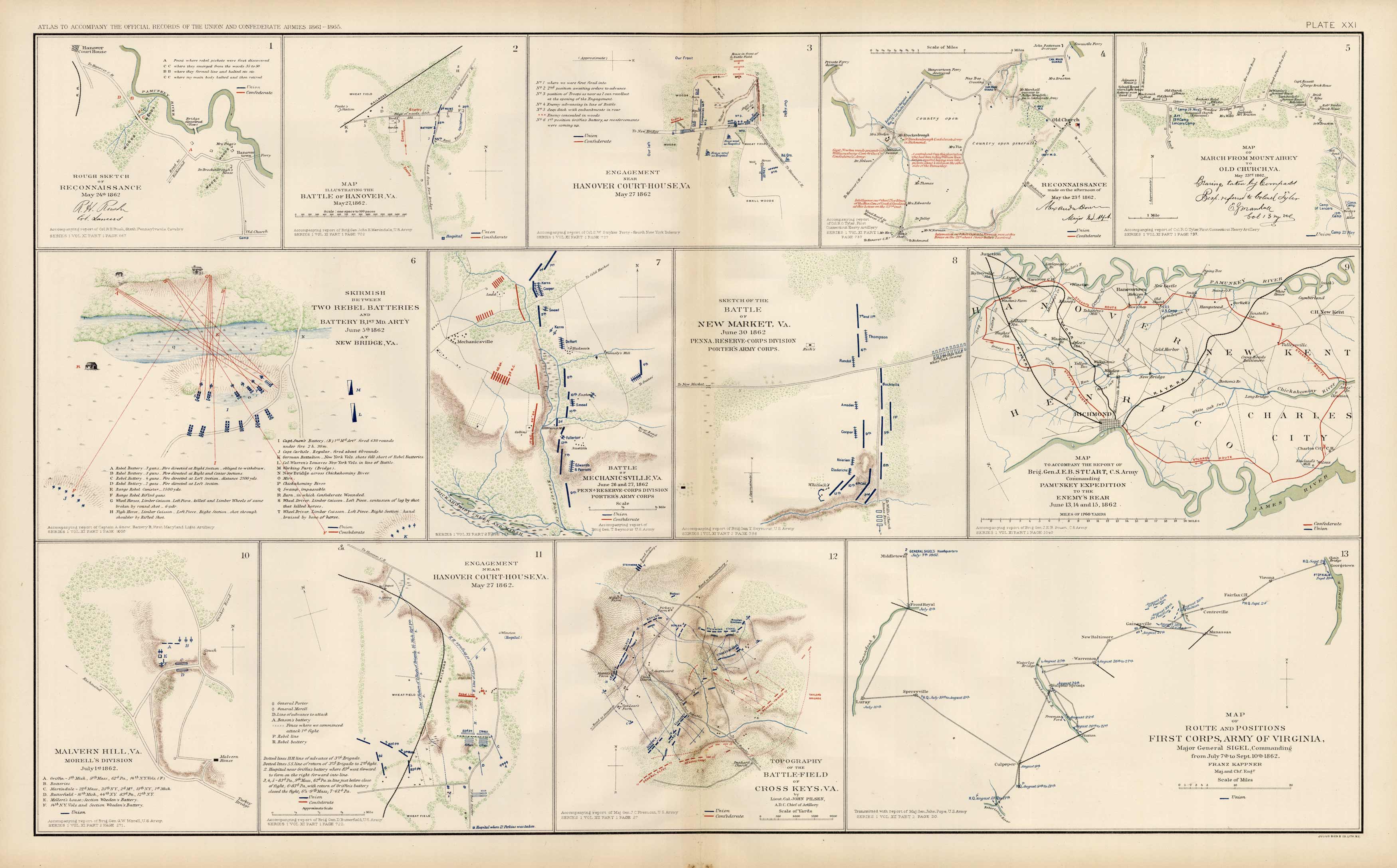 Civil War Atlas; Plate 21; Maps of Battles; Hanover