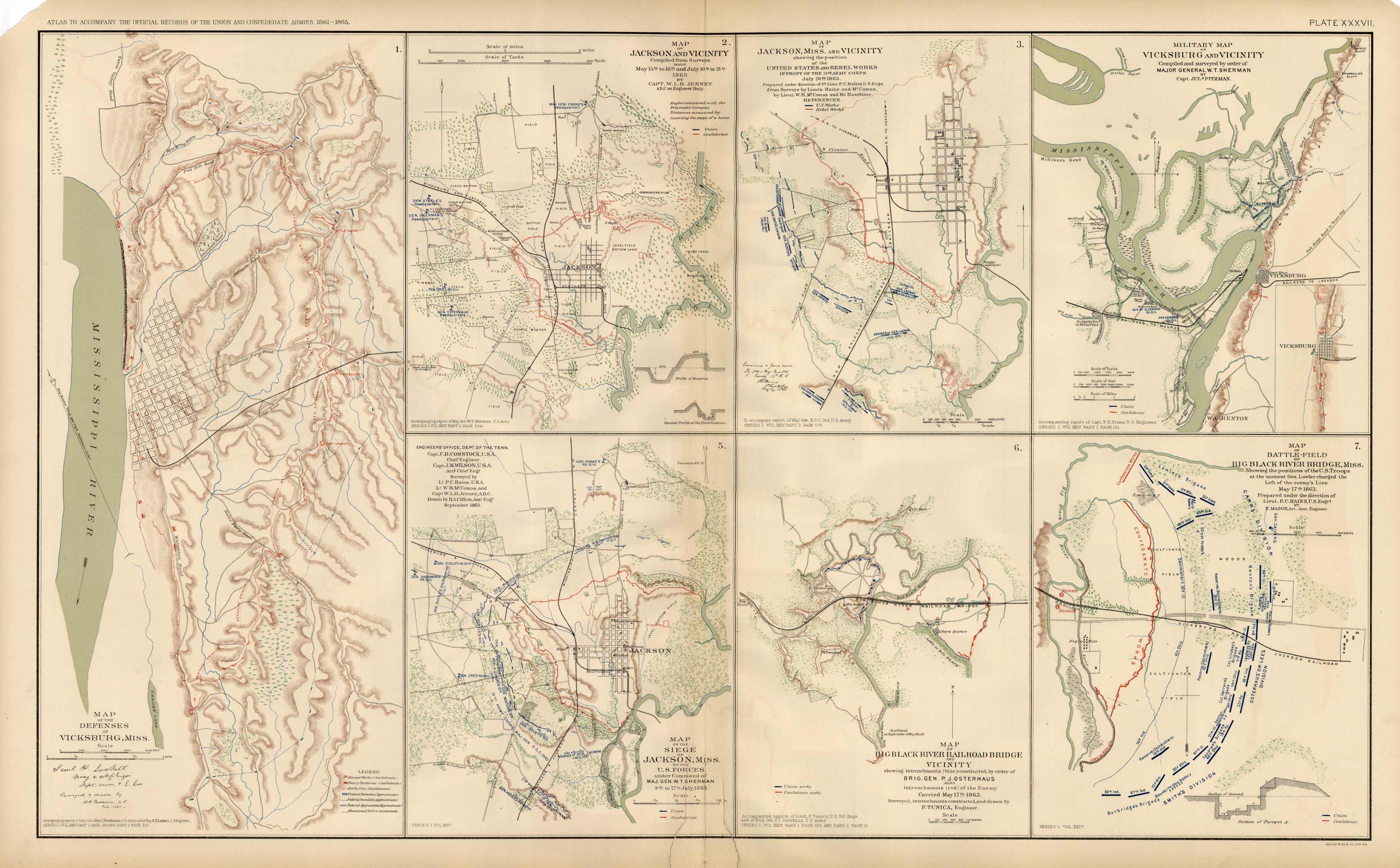 Civil War Atlas; Plate 37; Maps of Jackson and Vicksburg Civil War Atlas; Plate 37; Maps of Jackson and Vicksburg