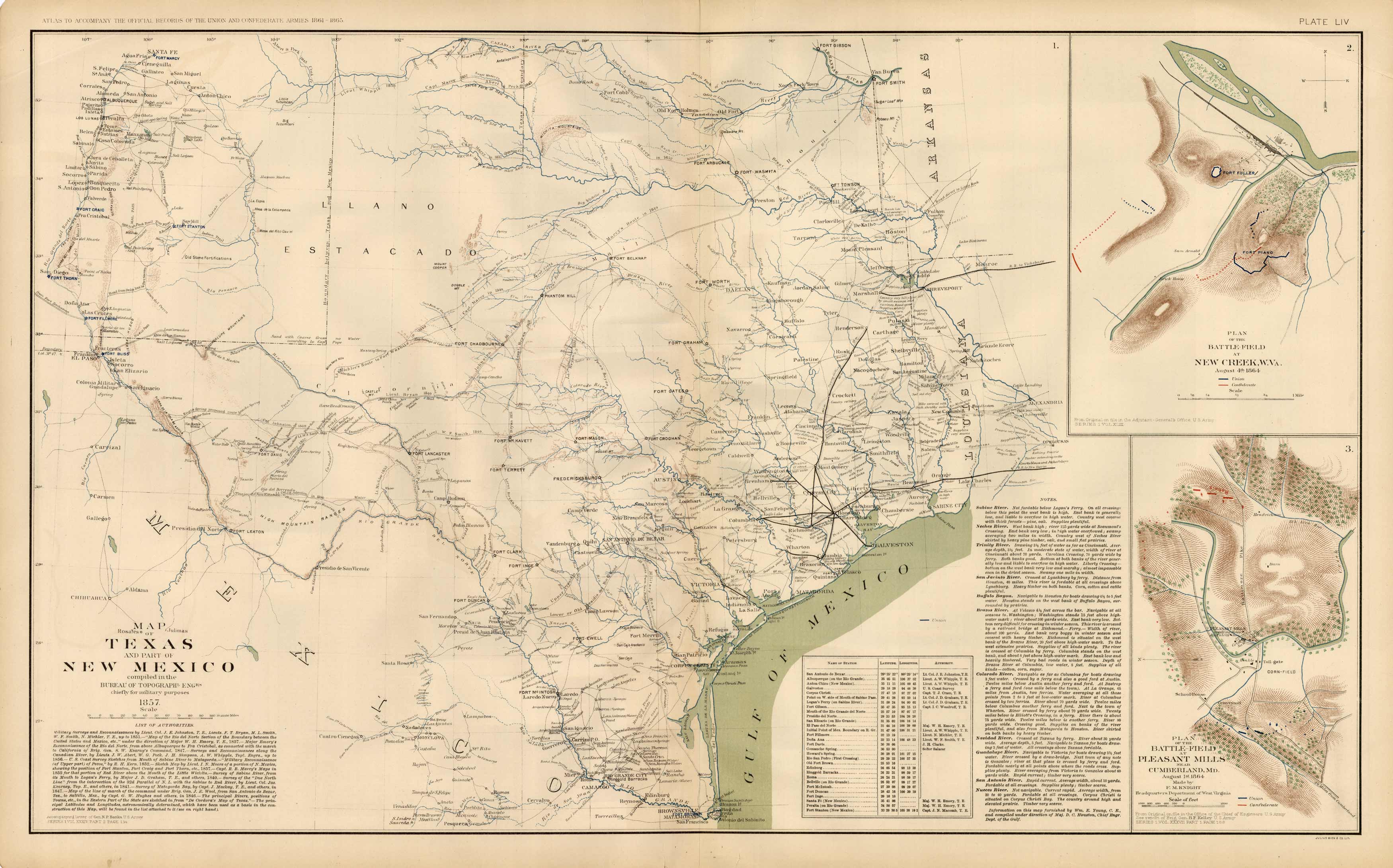 Civil War Atlas; Plate 54; Map of Texas and Part of New Mexico