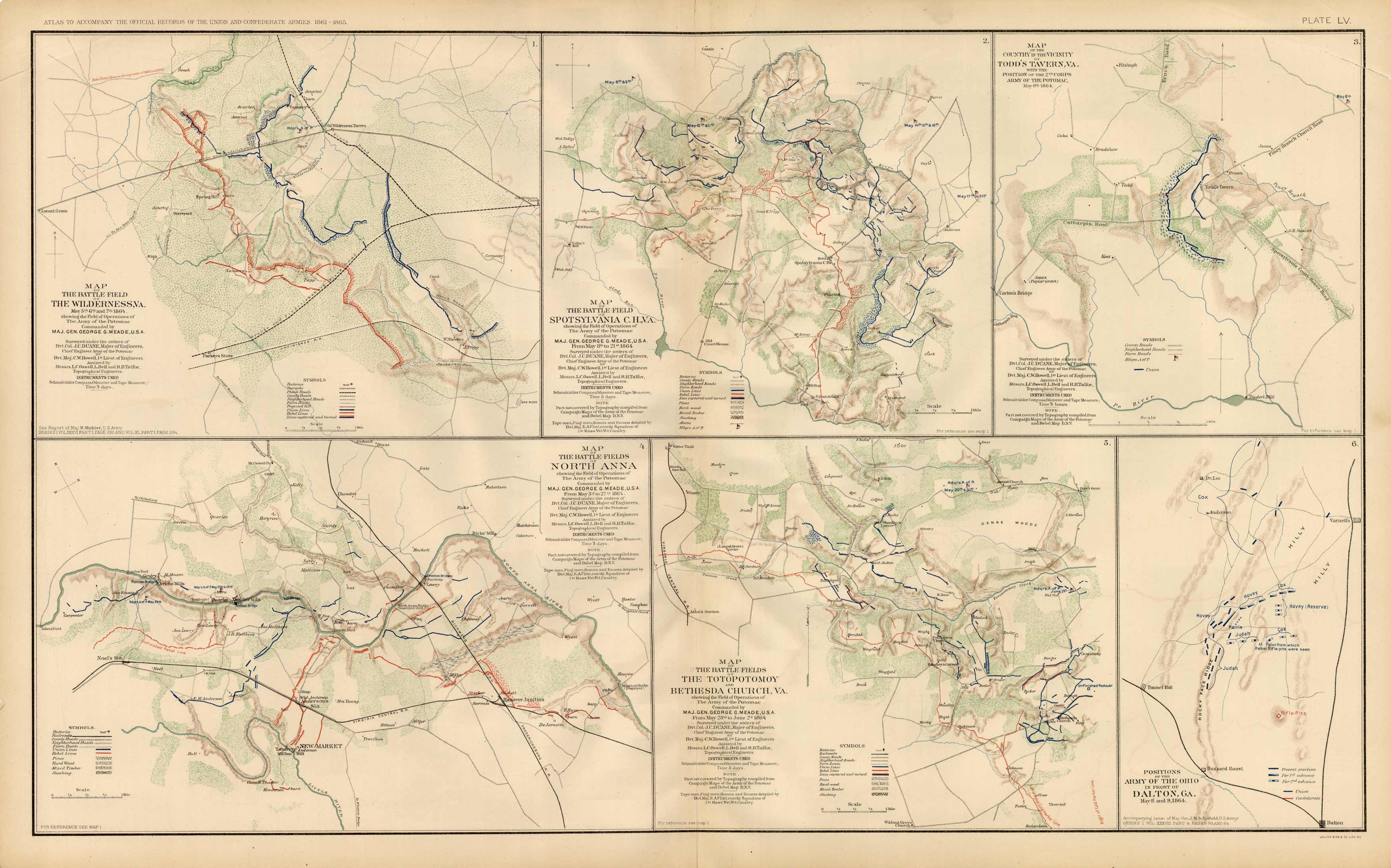 Civil War Atlas; Plate 55; Map of Battle-Field of Wilderness Civil War Atlas; Plate 55; Map of Battle-Field of Wilderness