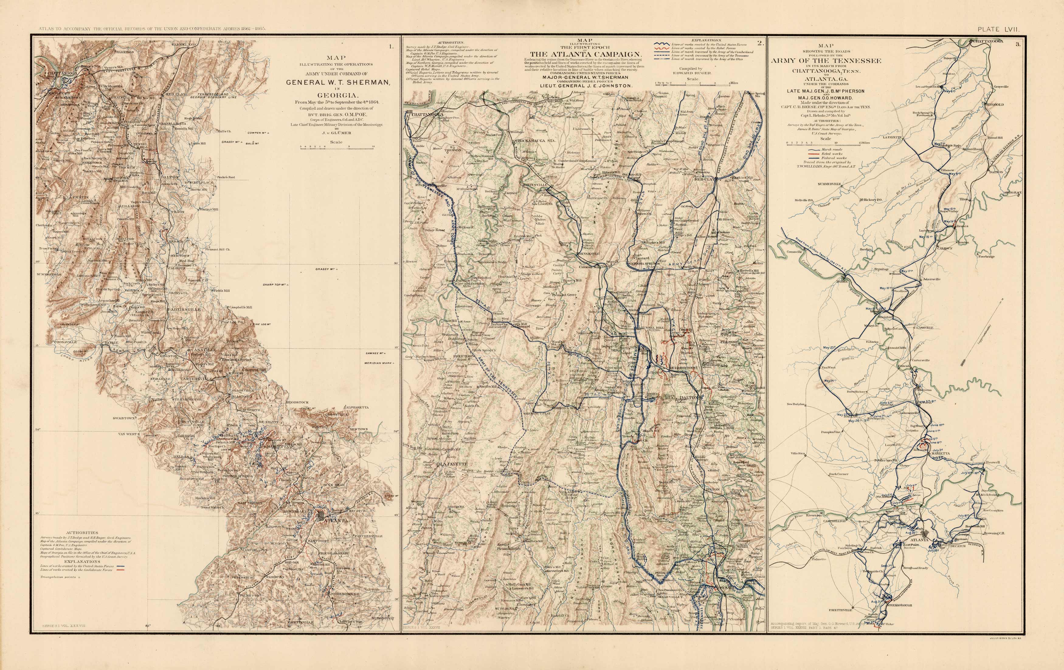 Civil War Atlas; Plate 57; Maps of Route of General Sherman Civil War Atlas; Plate 57; Maps of Route of General Sherman
