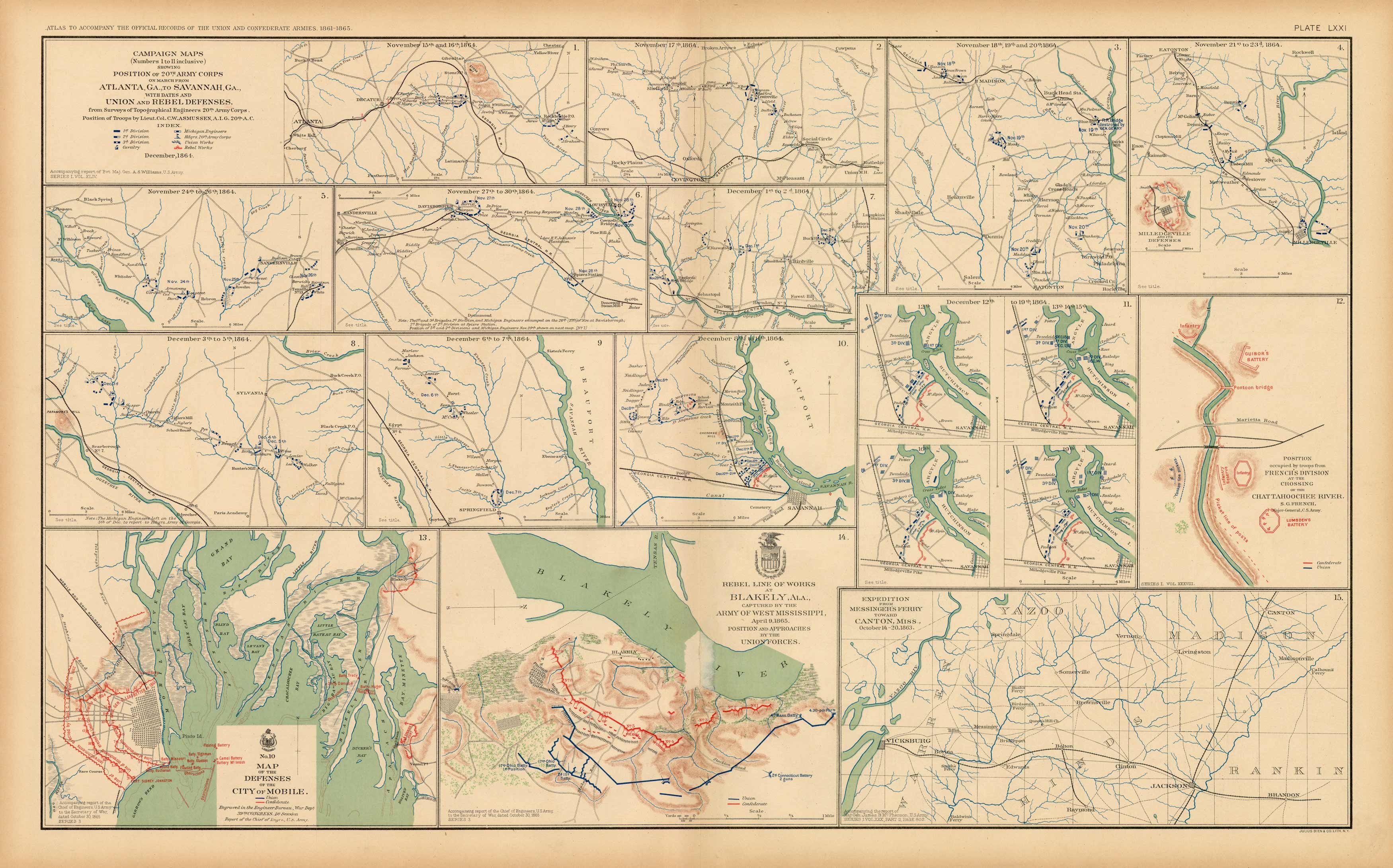 Civil War Atlas; Plate 71; Campaign Maps Position of 20th Army Corps Atlanta