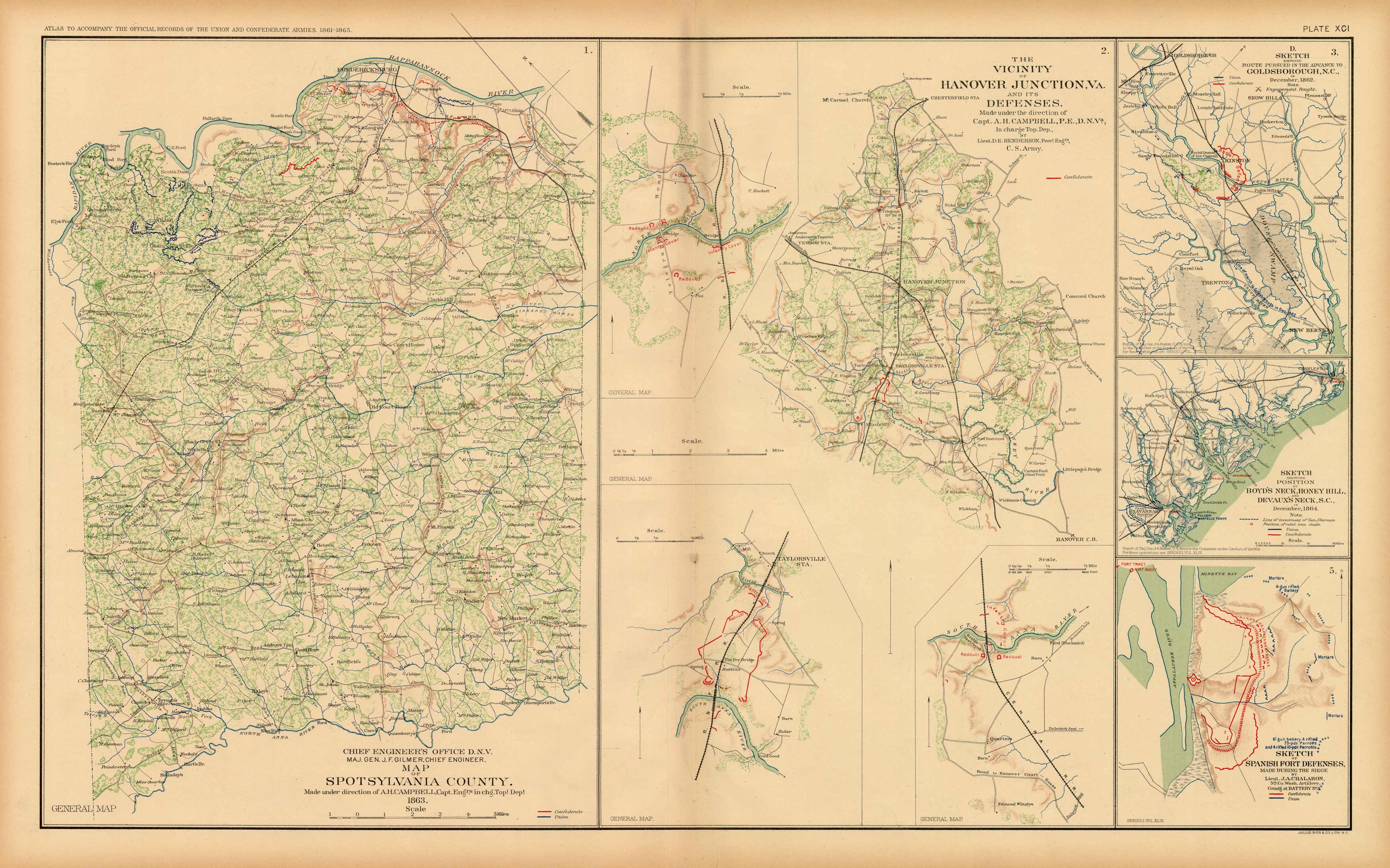 Civil War Atlas; Plate 91; Map of Spotsylvania County; Hanover Junction Civil War Atlas; Plate 91; Map of Spotsylvania County; Hanover Junction