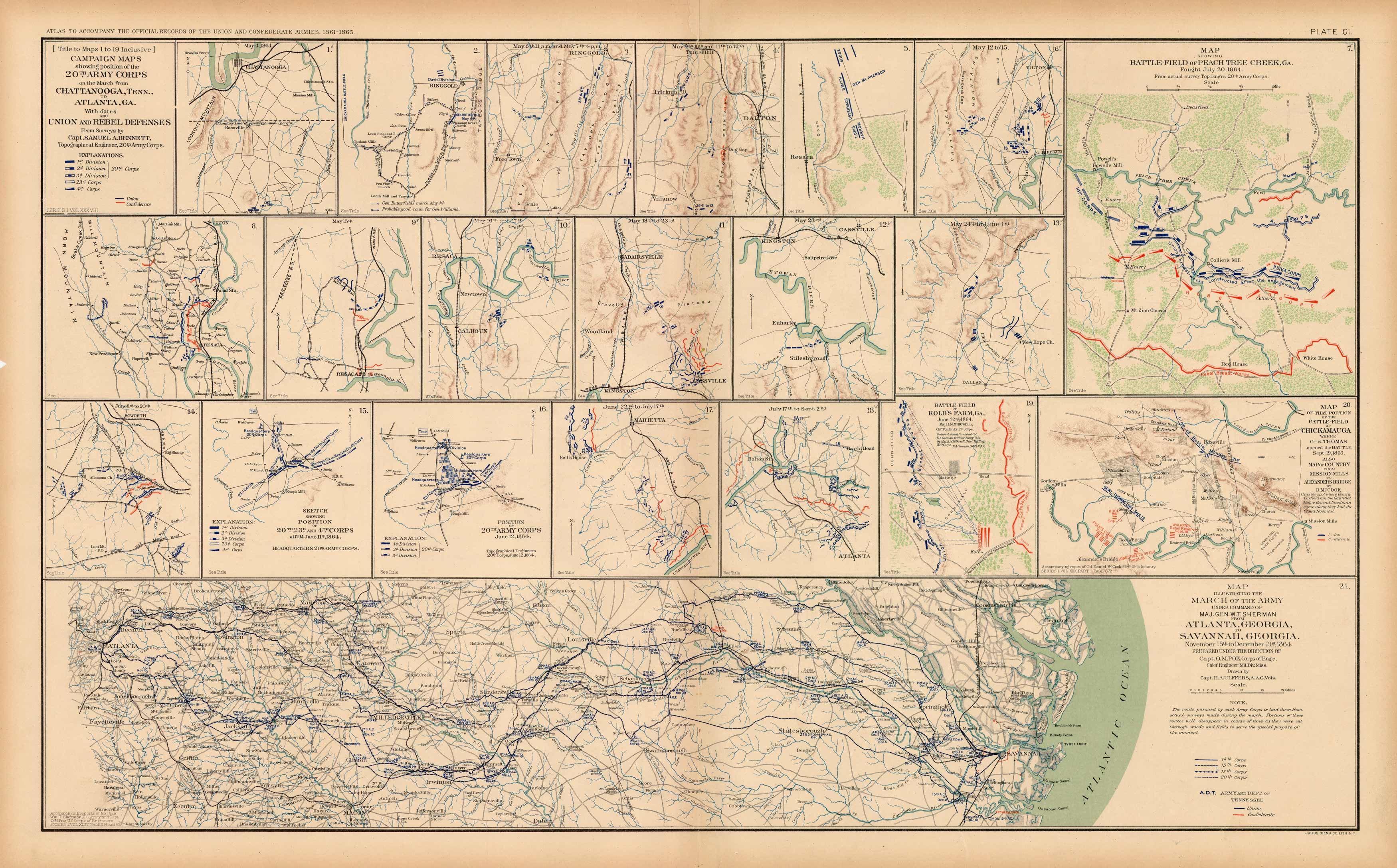 Civil War Atlas; Plate 101; Map March of Army Maj. Gen. Sherman Atlanta