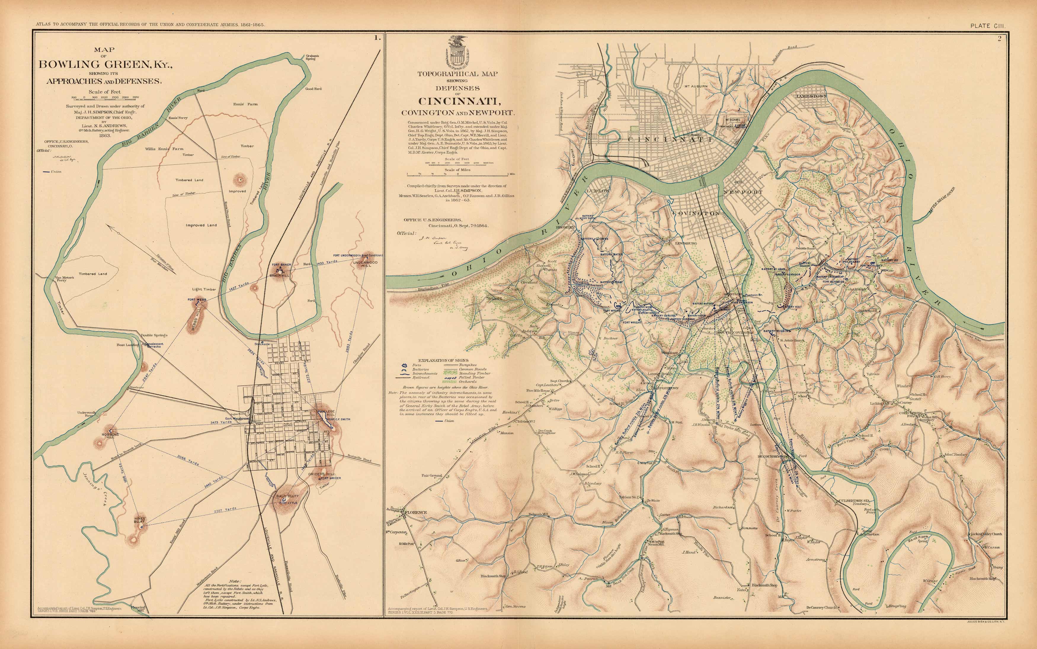 Civil War Atlas; Plate 103 Map of Bowling Green Civil War Atlas; Plate 103 Map of Bowling Green