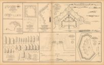 Civil War Atlas: Plate 107; Fort Prescott; Field Battery; Fort Sidney Johnston; Redan No.7
