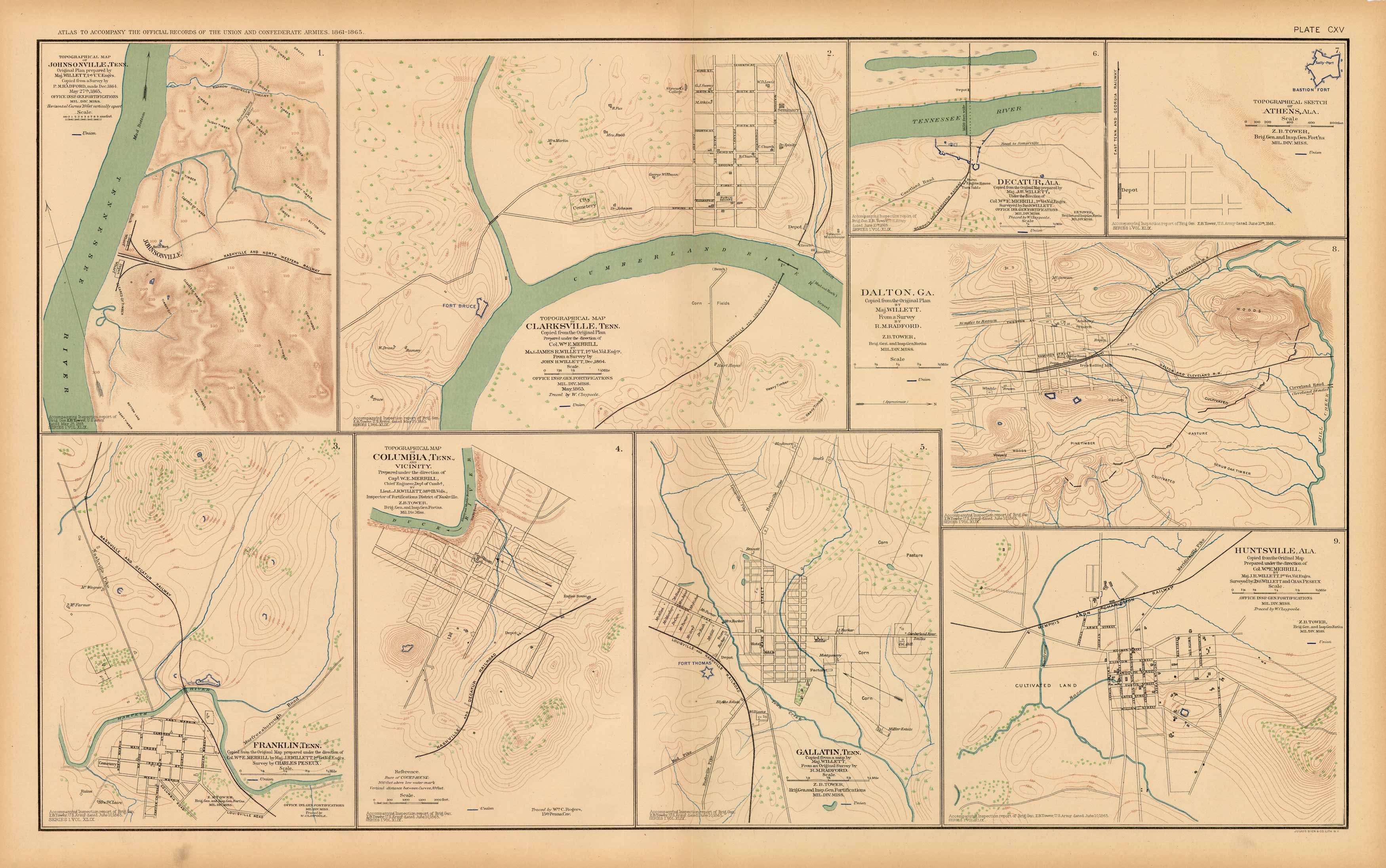 Civil War Atlas: Plate 115; Clarksville Civil War Atlas: Plate 115; Clarksville