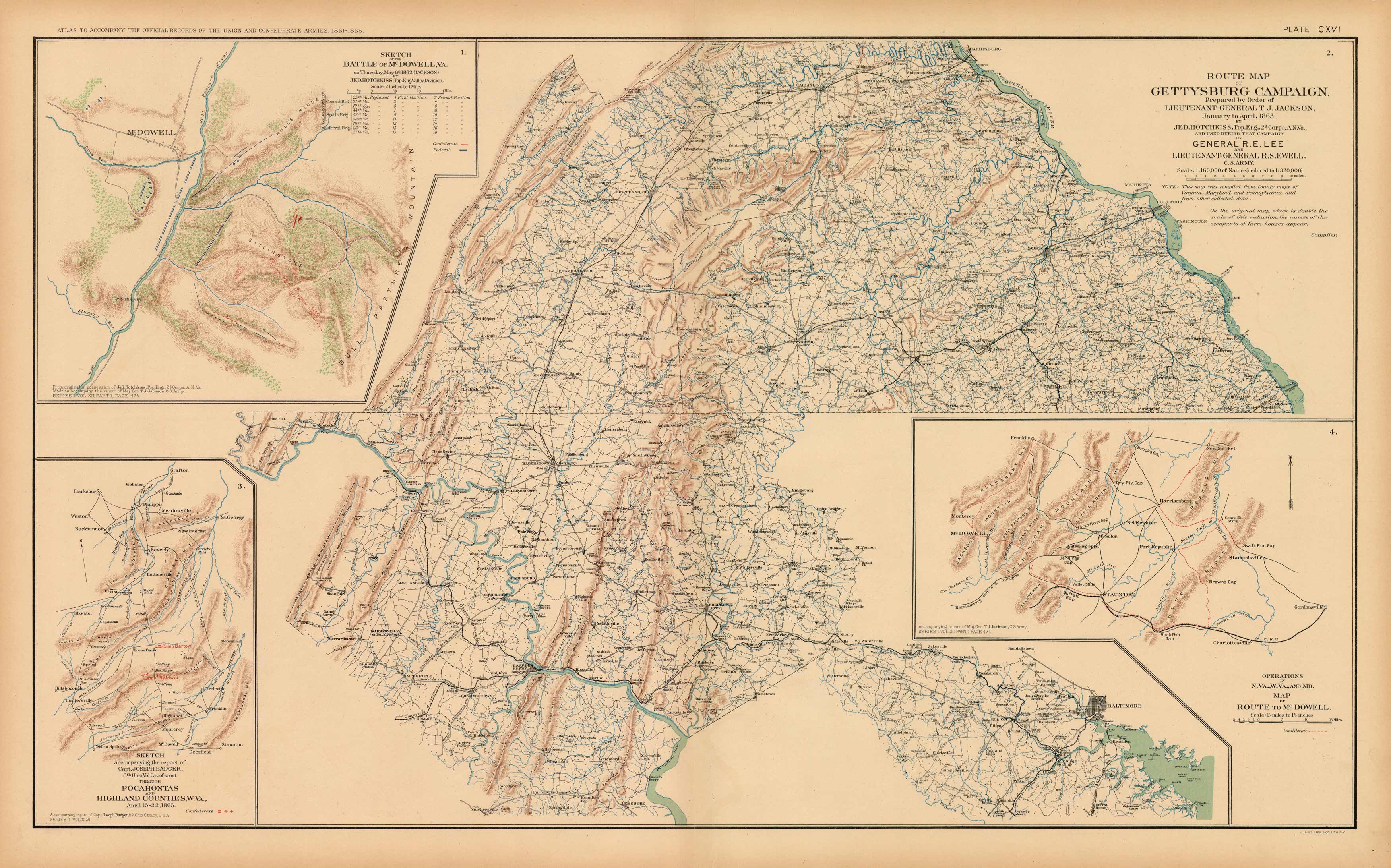 Civil War Atlas; Plate 116; Battle of McDowell Civil War Atlas; Plate 116; Battle of McDowell