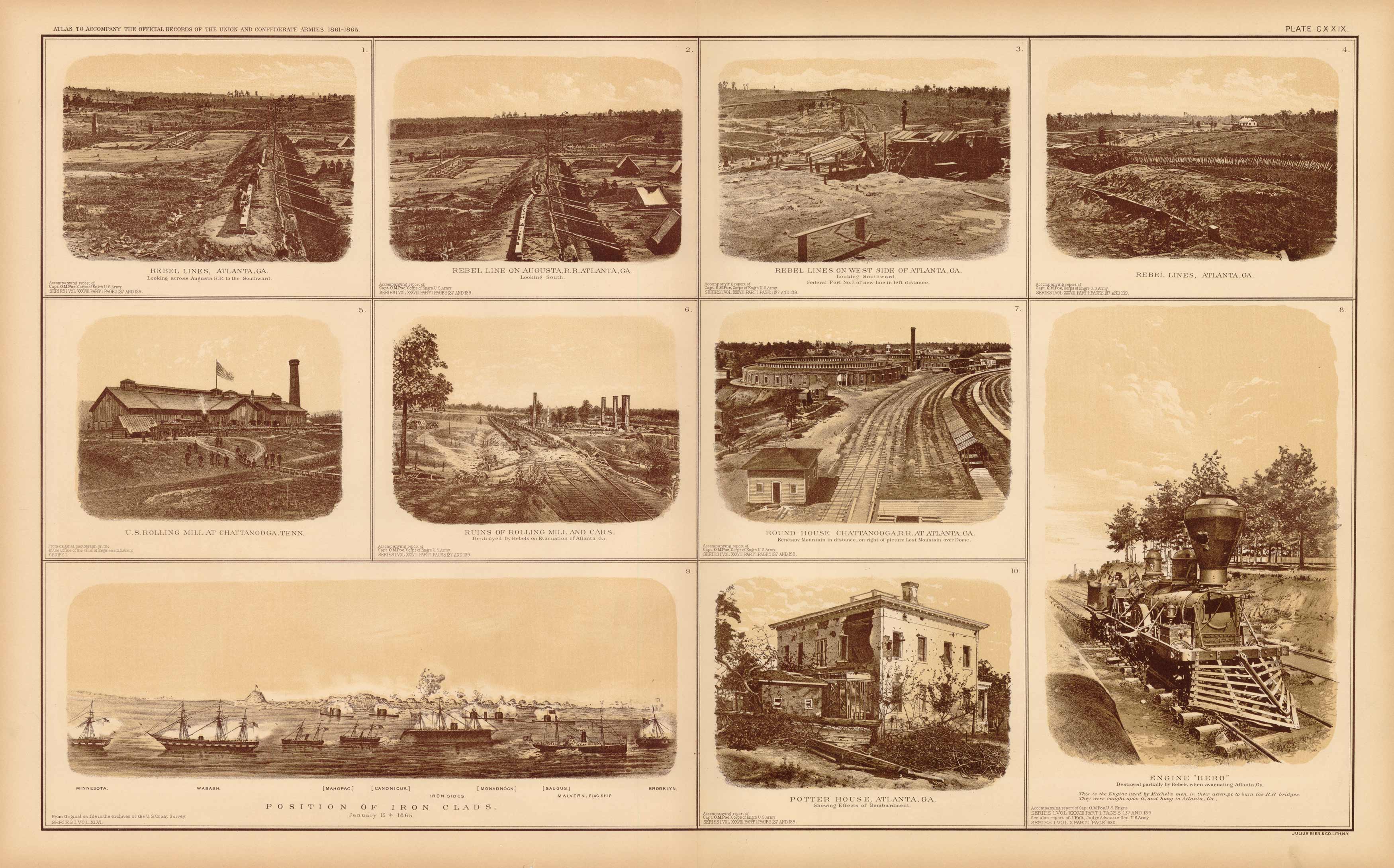 Civil War Atlas; Plate 129; Photographic Views of Rebel Lines around Atlanta