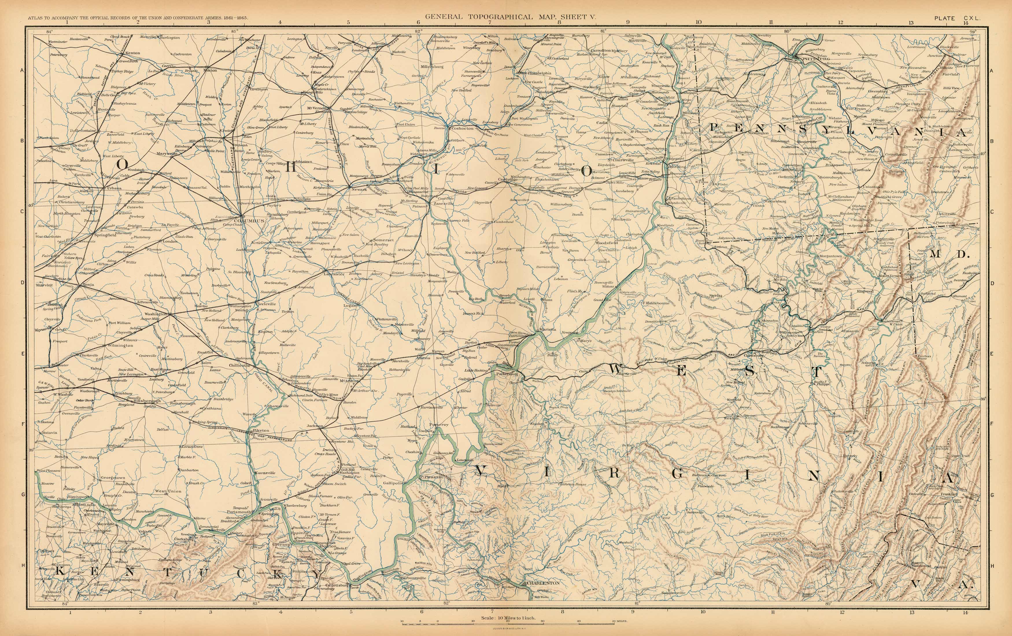 Civil War Atlas; Plate 140; Topographical Map of the Theatre of War; Ohio