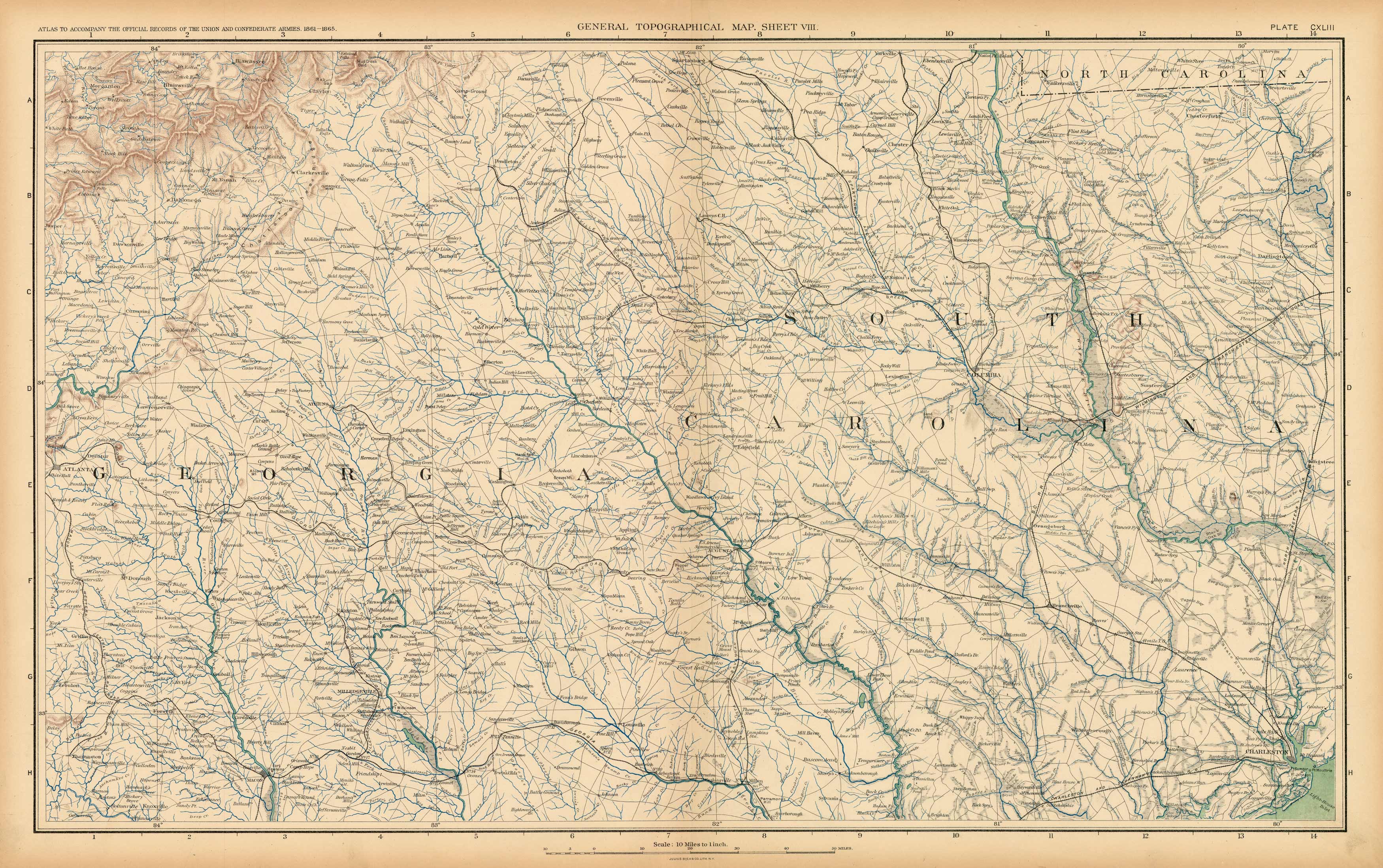 Civil War Atlas; Plate 143; Topographical Map of the Theatre of War; North and South Carolina Civil War Atlas; Plate 143; Topographical Map of the Theatre of War; North and South Carolina