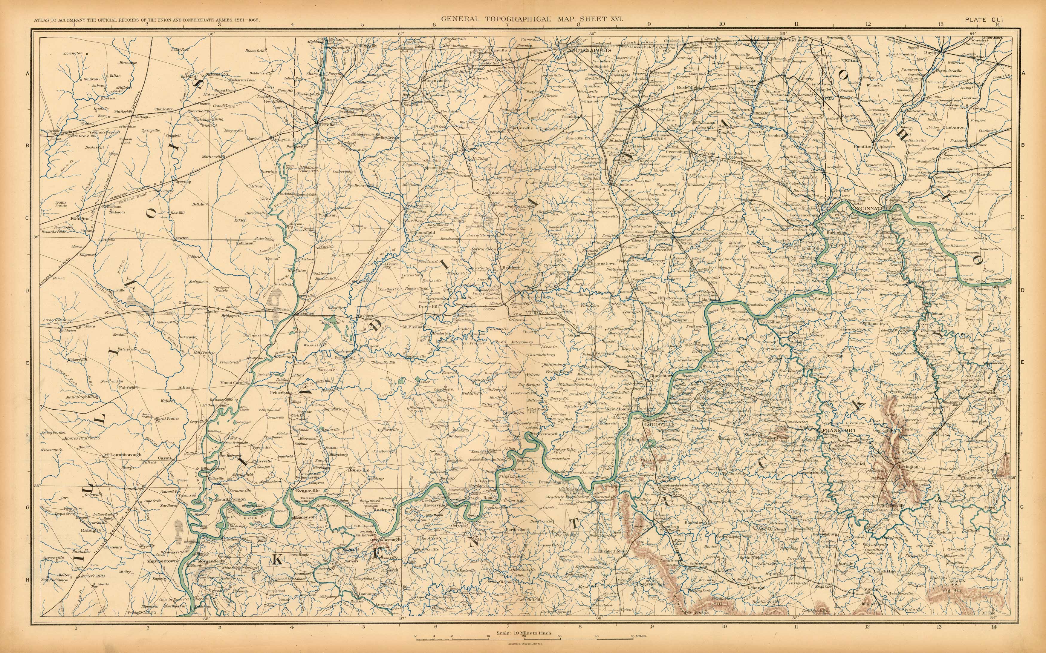 Civil War Atlas; Plate 151; Topographical Map of the Theatre of War; Illinois