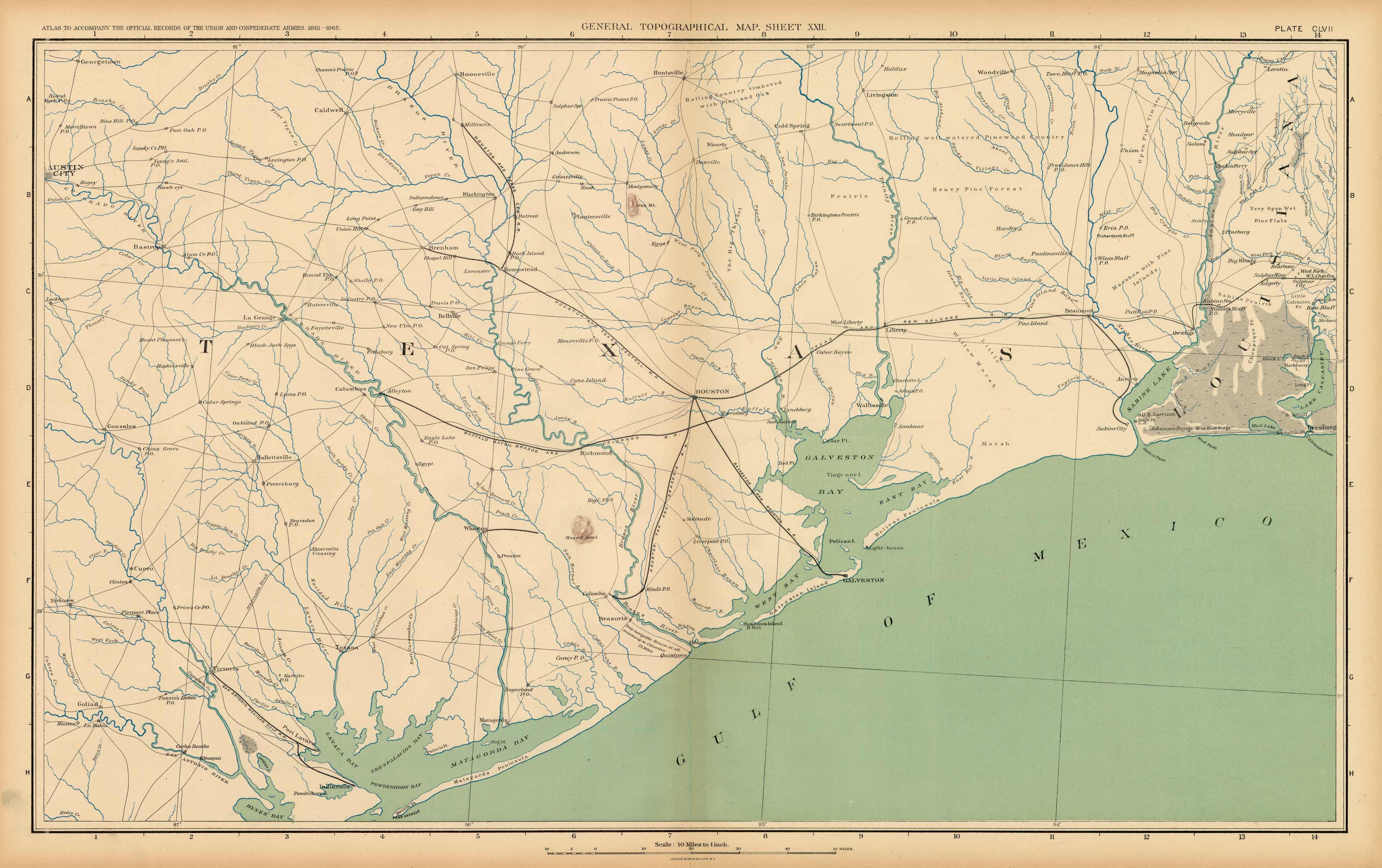 Civil War Atlas: Plate 157; Parts of Texas and Louisiana