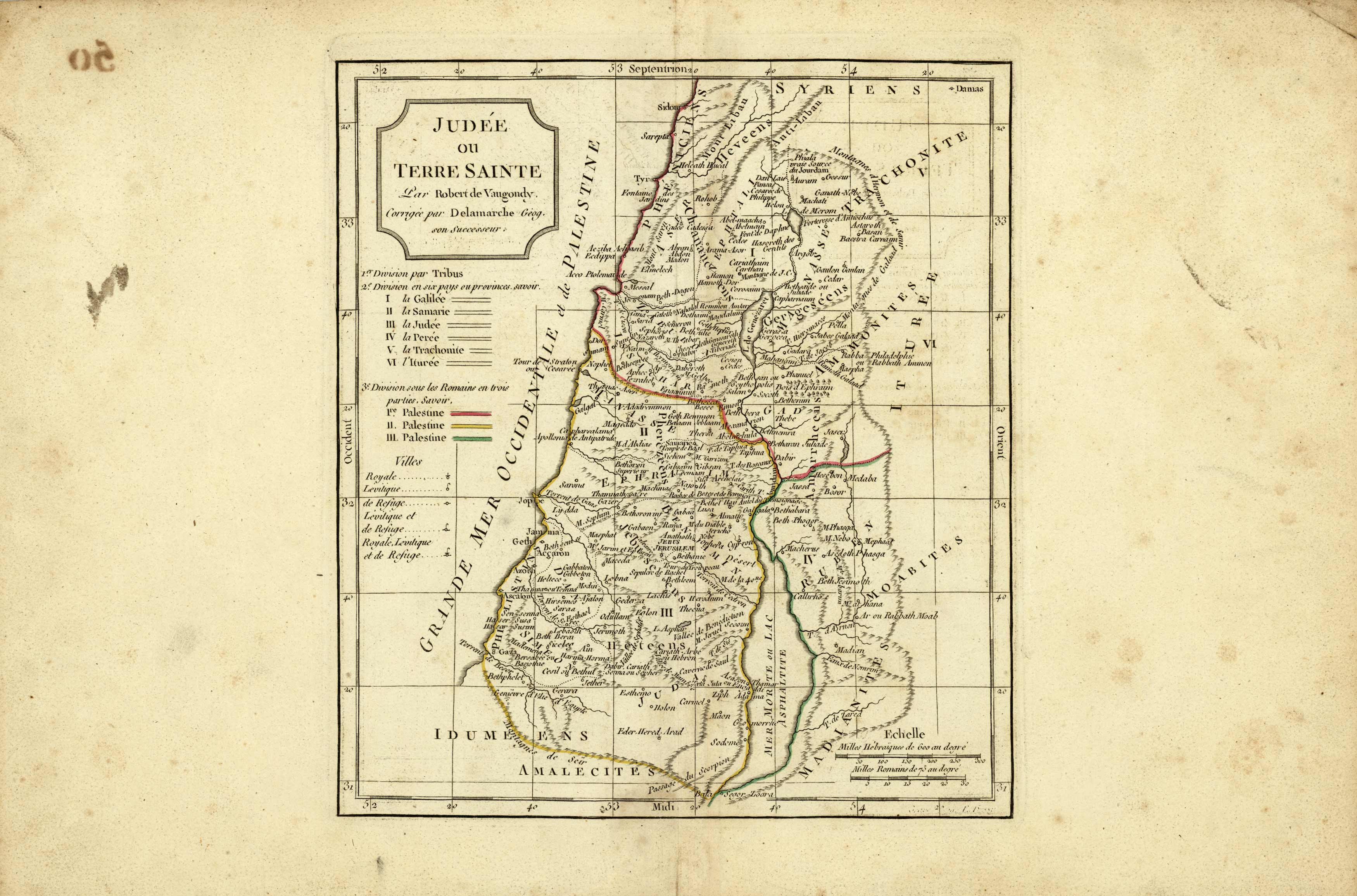 Judee ou Terre Sainte / 3 Division sous les Romains en Trois Parties (Judea or Holy Land / 3rd Division under the Romans in 3 Parts)
