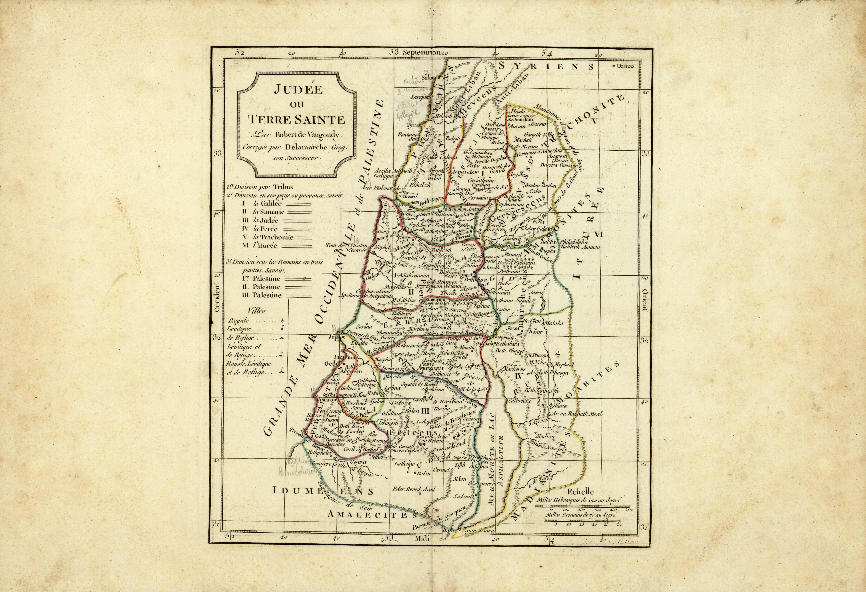 Judee ou Terre Sainte / Division par Tribus (Judea or Holy Land / Division by Tribes)