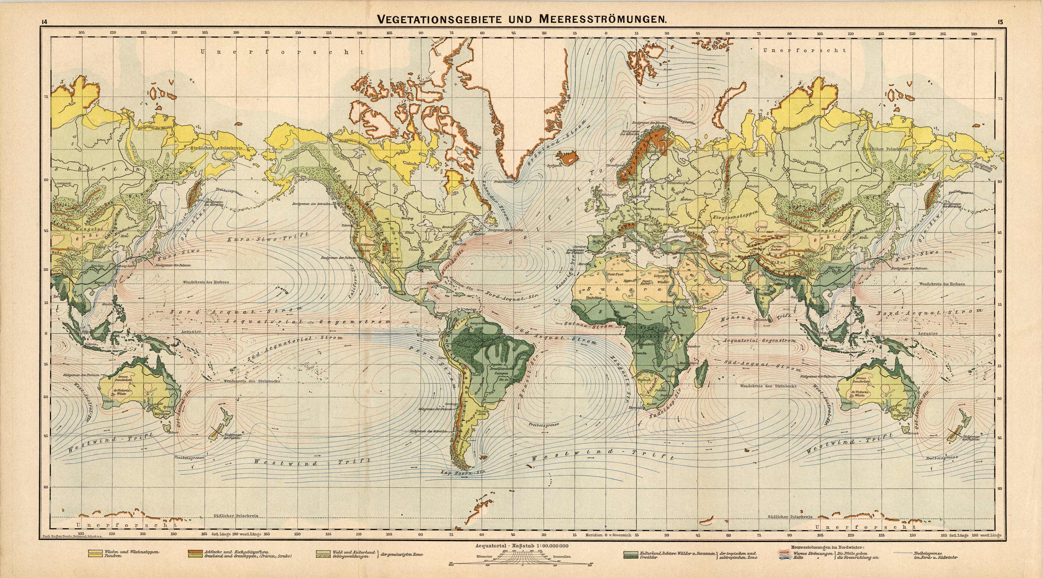 Vegetationsgebiete und Meeresstrï¿½mungen (Vegetation areas and Marine Currents)