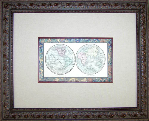 Framed Johnson East and West Hemispheres Framed Johnson East and West Hemispheres