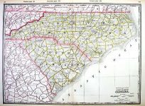 New Railroad and County Map of North & South Carolina