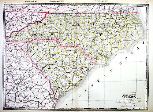 New Railroad and County Map of North & South Carolina New Railroad and County Map of North & South Carolina