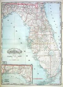 Railroad and County Map of Florida