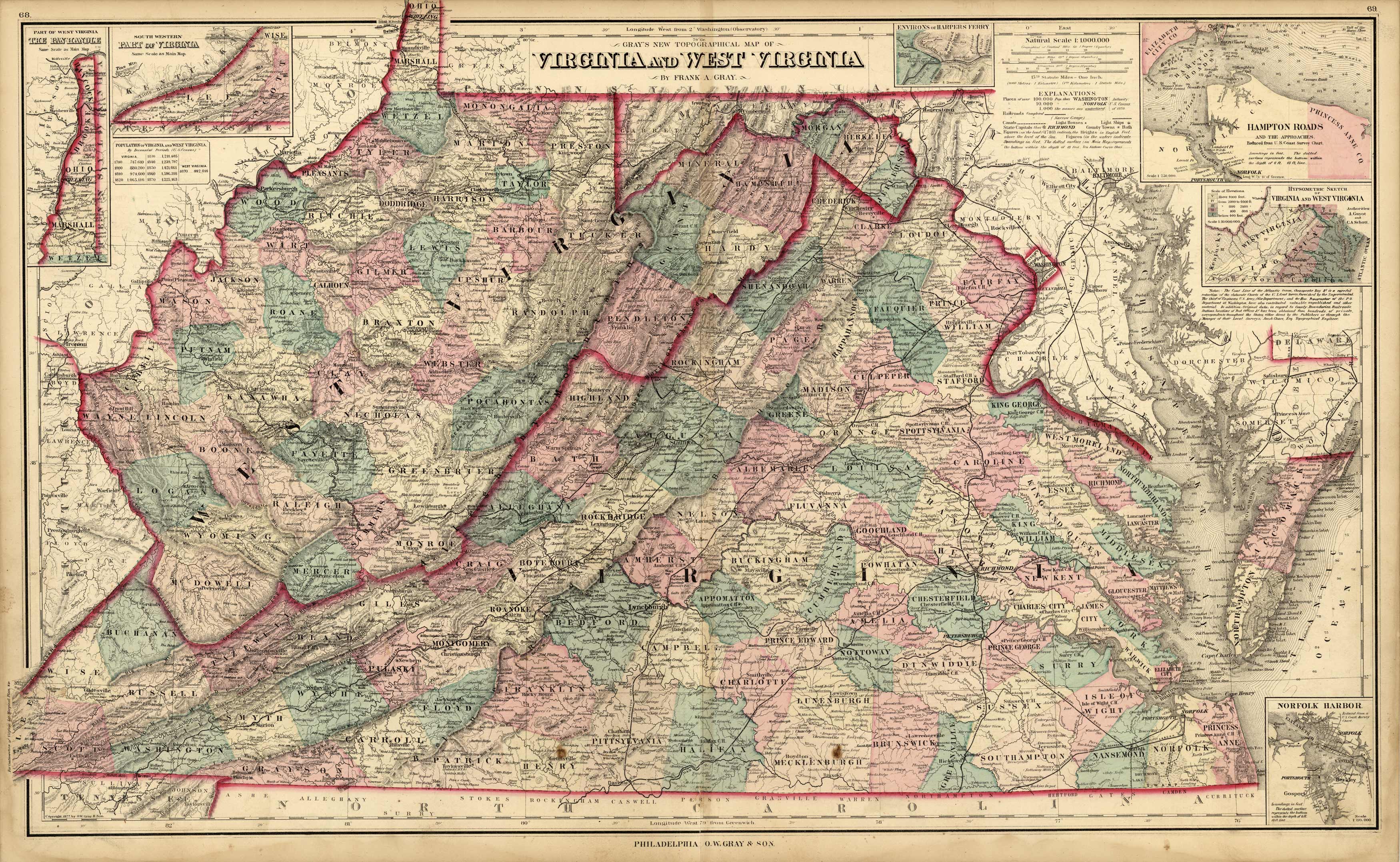 Grays New Topographical Map of Virginia and West Virginia'