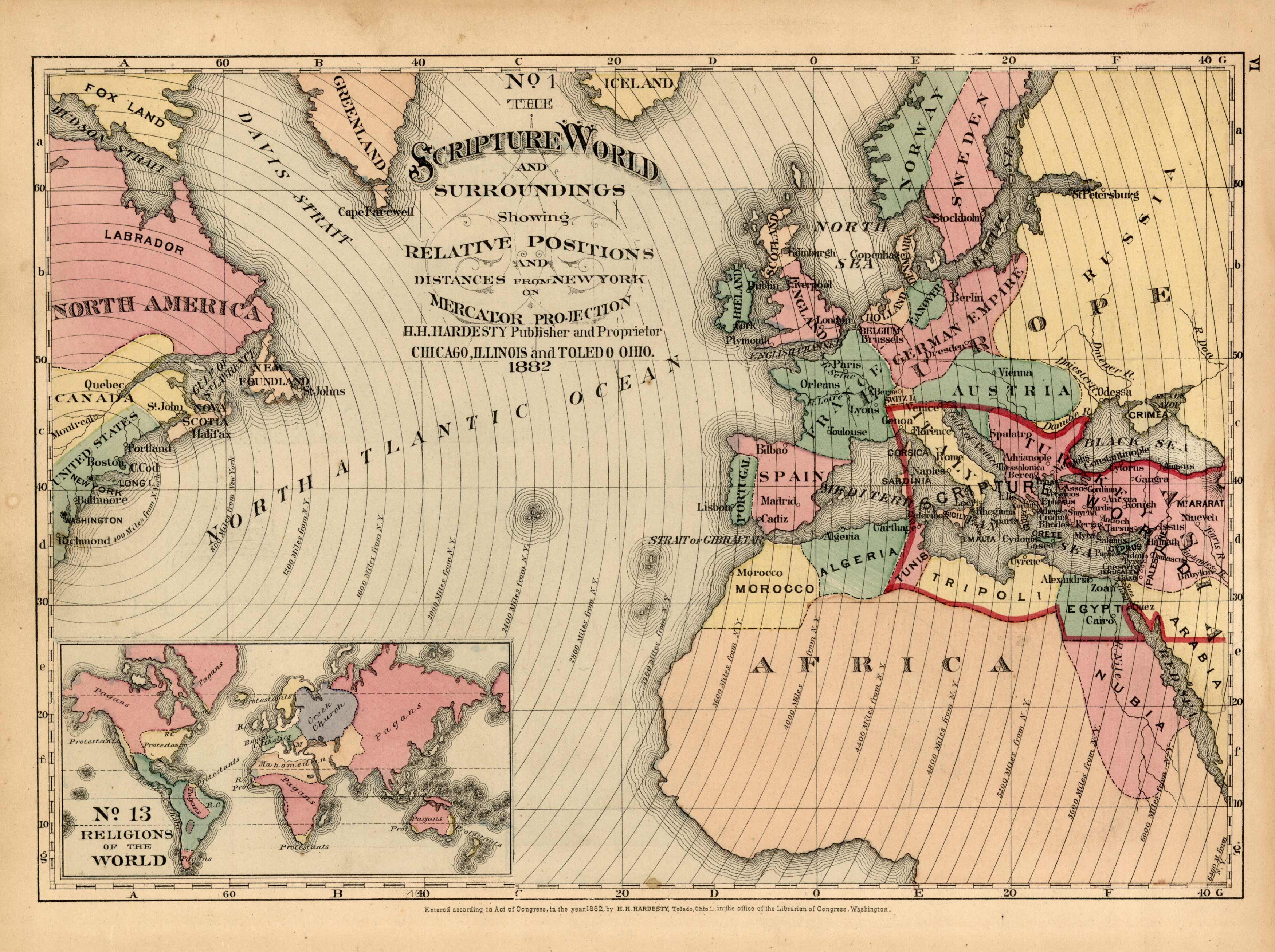 The Scripture World and Surroundings Showing Relative Positions and Distances from New York The Scripture World and Surroundings Showing Relative Positions and Distances from New York