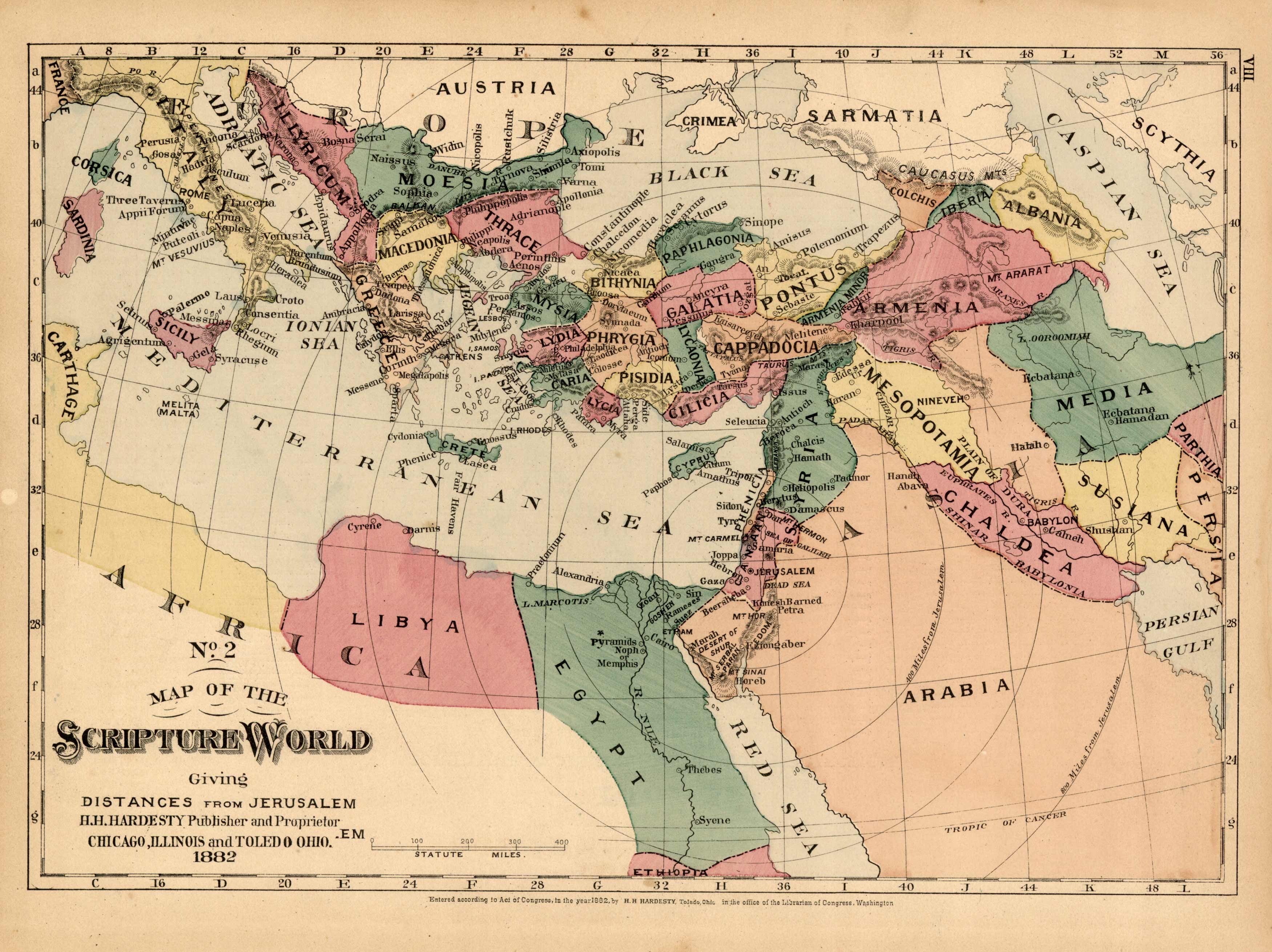 Map of the Scripture World Giving Distances From Jerusalem Map of the Scripture World Giving Distances From Jerusalem