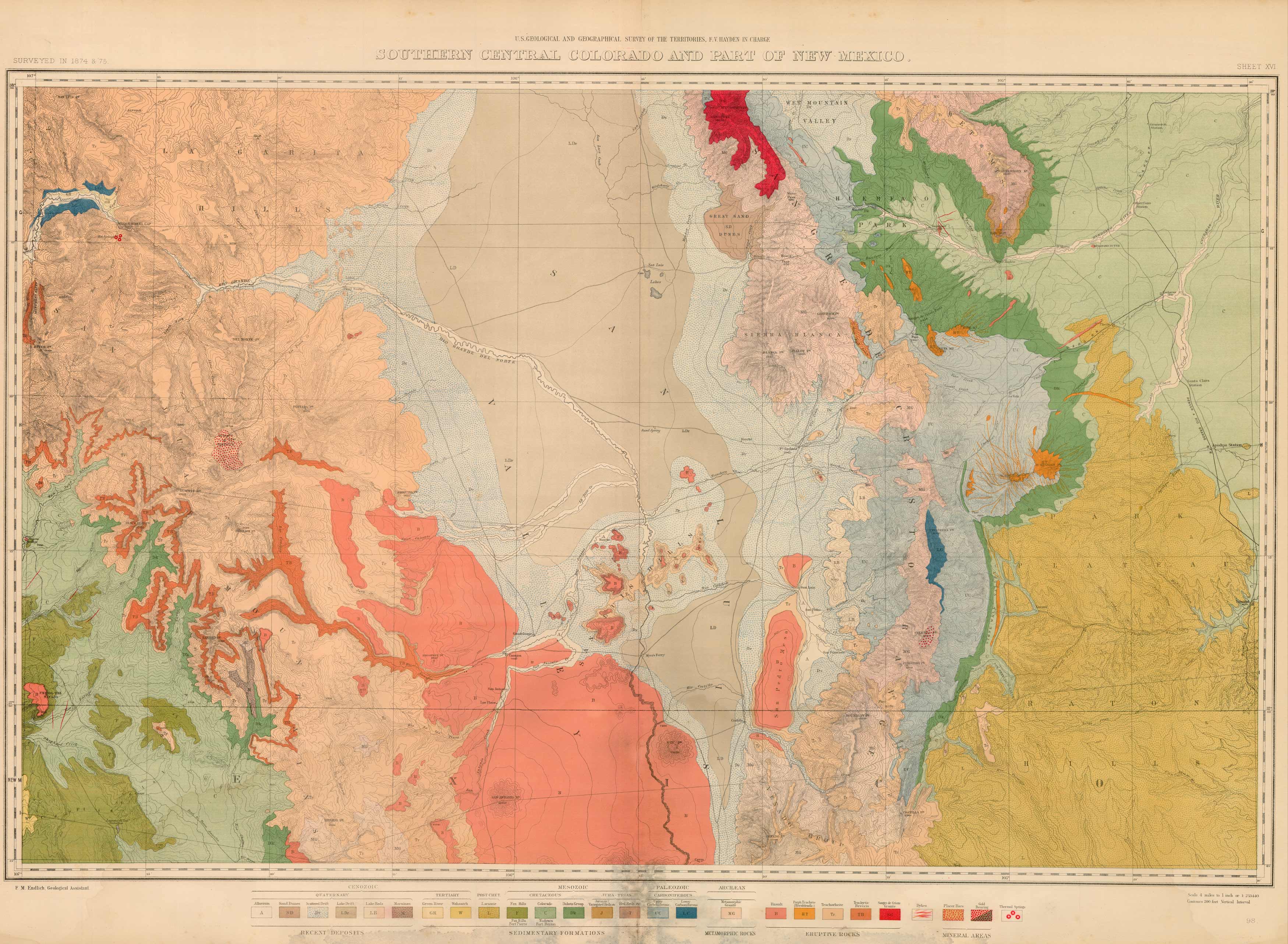 Sheet XVI - Southern Central Colorado and Part of New Mexico(Geologic)