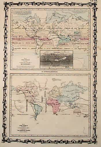 Map of the World Illustrating the Principal Features of Meteorology -Map of the World Showing the Distribution and Limits of Cultivation of the Principal Plants Useful to Mankind Map of the World Illustrating the Principal Features of Meteorology -Map of the World Showing the Distribution and Limits of Cultivation of the Principal Plants Useful to Mankind