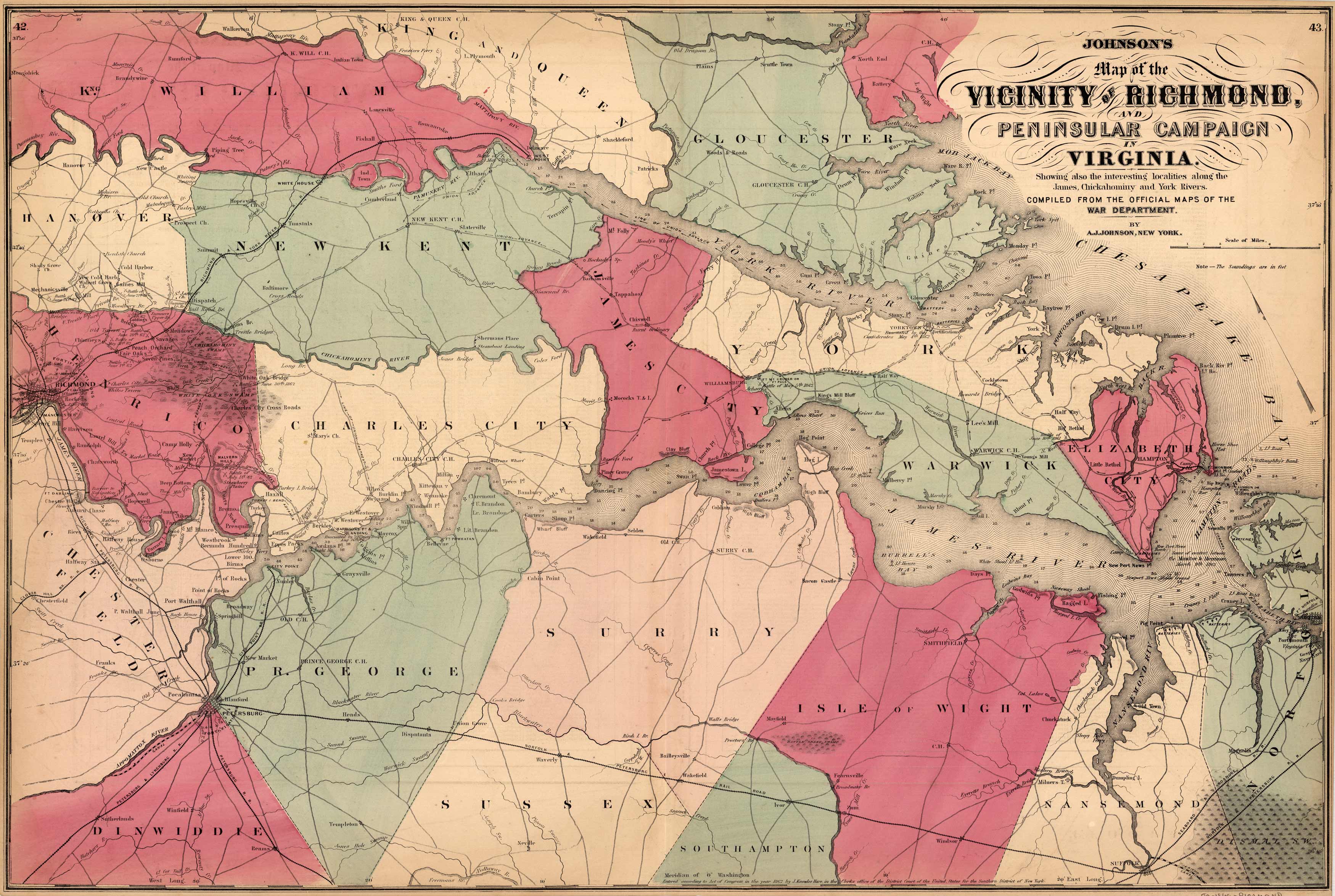 Johnsons Map of the Vicinity of Richmond Johnsons Map of the Vicinity of Richmond