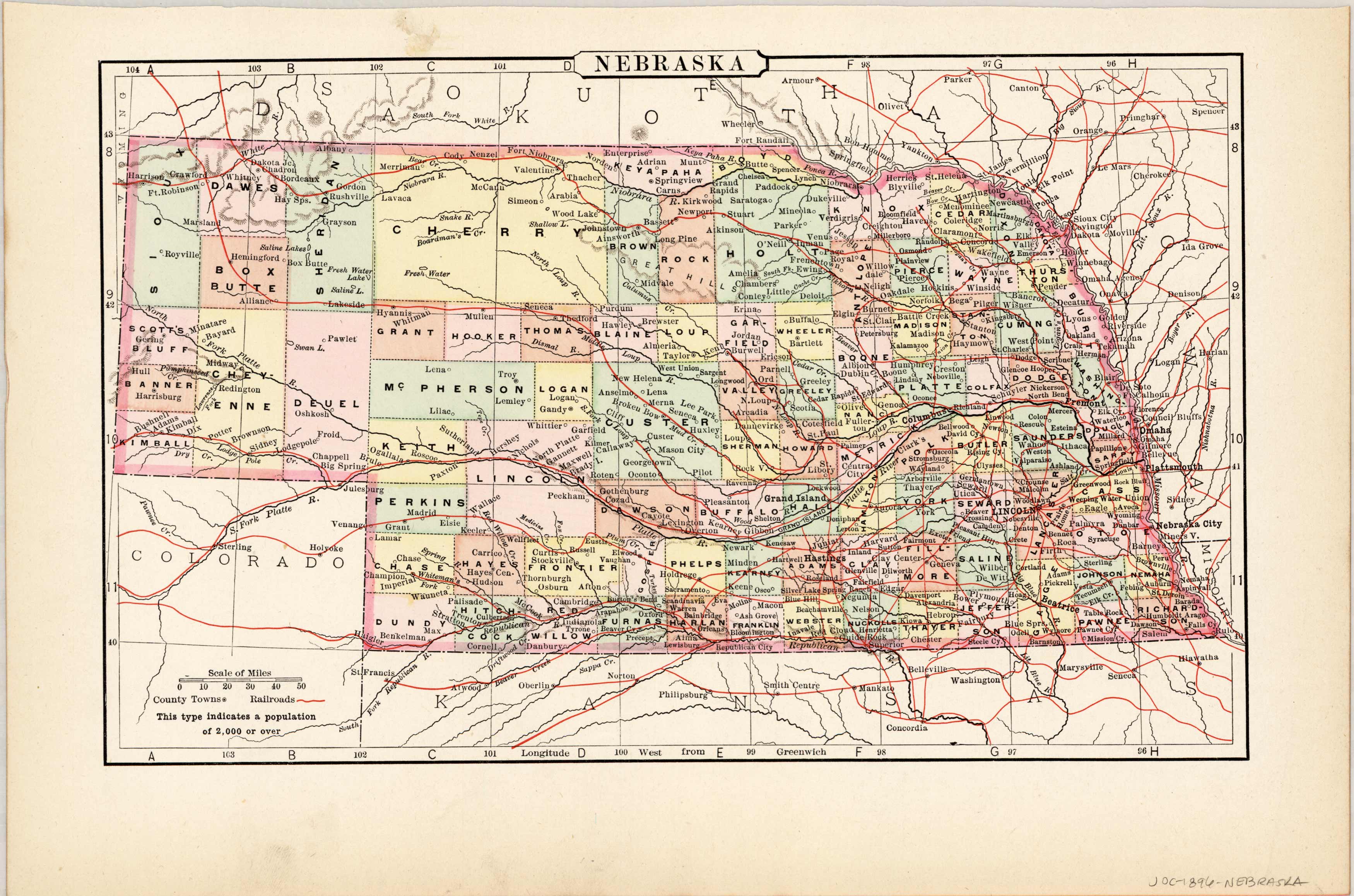 Map of Nebraska Map of Nebraska