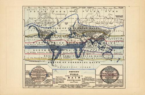 Johnsons World Showing the Distribution of the Rain Over the Globe'
