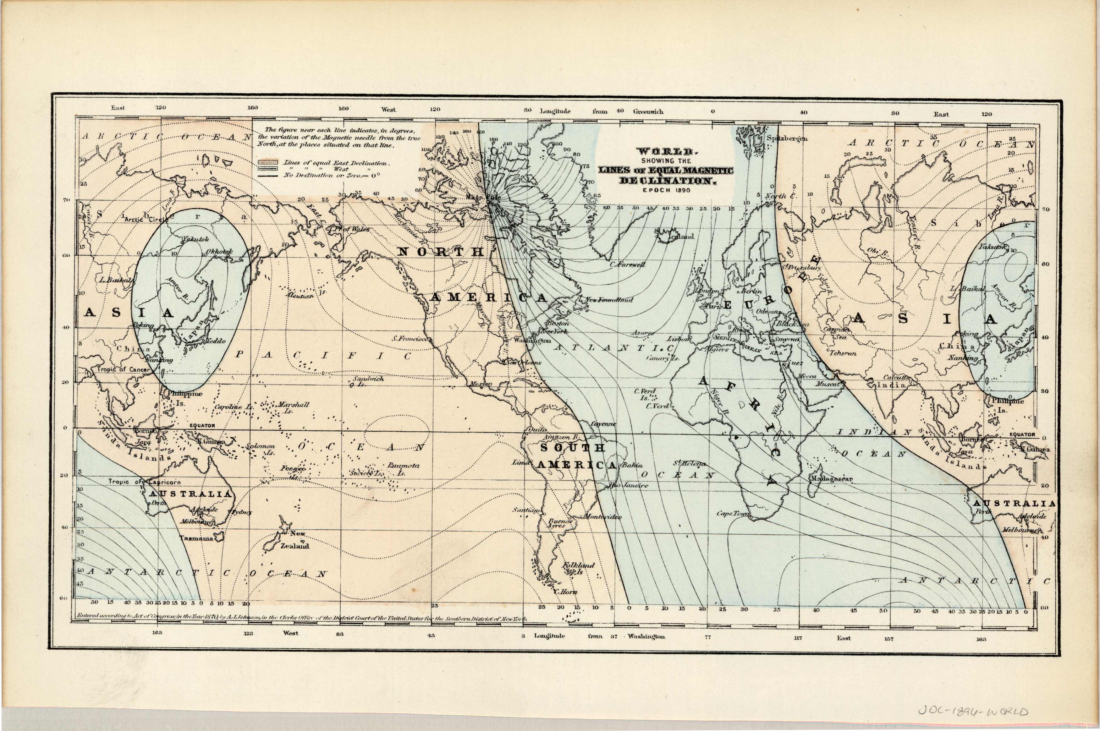 World Showing the Lines of Equal Magnetic Declination World Showing the Lines of Equal Magnetic Declination