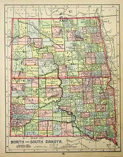 Map of North & South Dakota