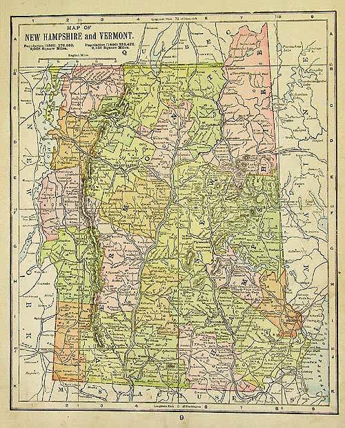 Map of New Hampshire and Vermont Map of New Hampshire and Vermont