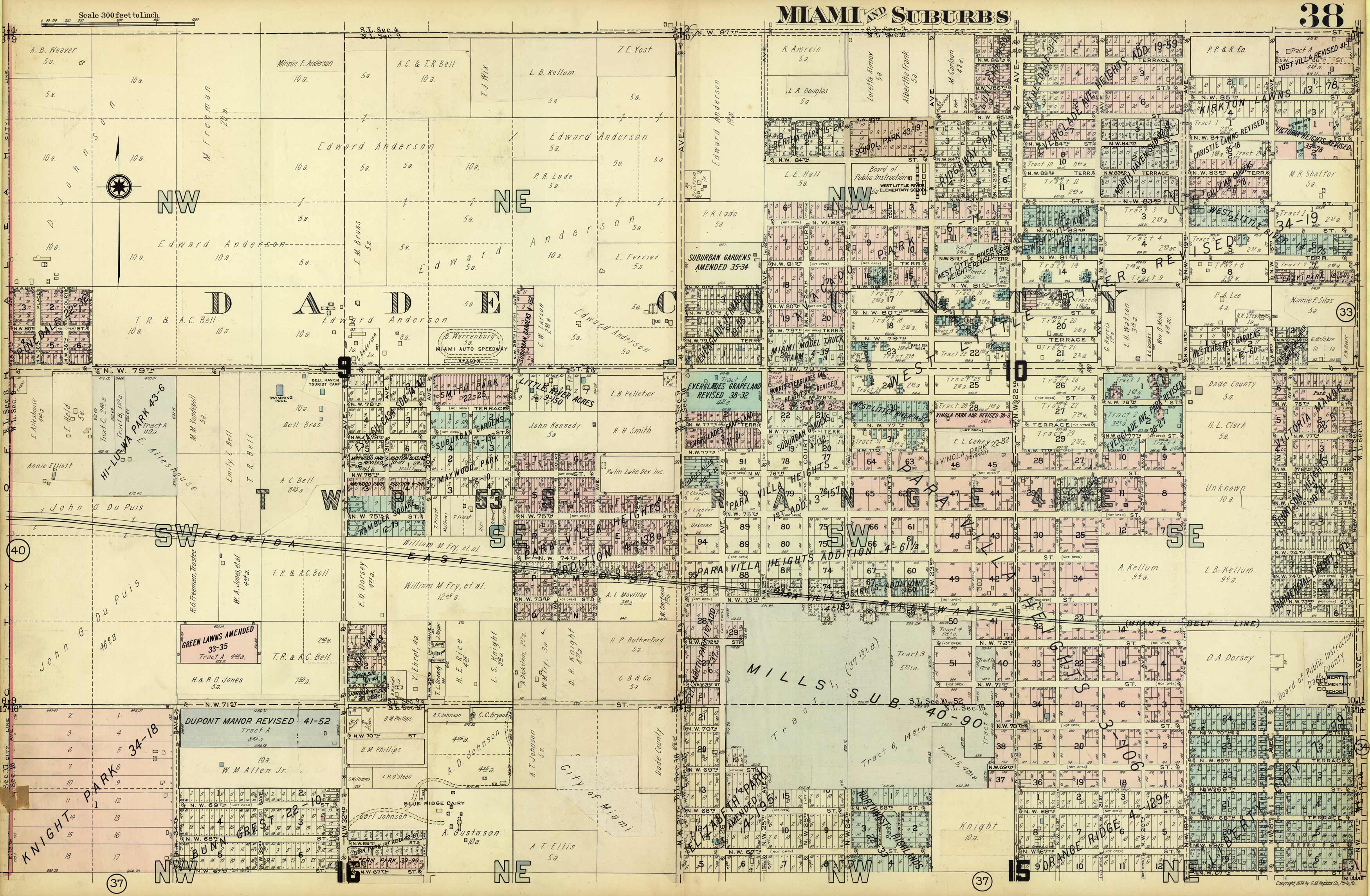 Miami and Suburbs - 1936 - Sheet 38 - (Gladeview/Brownsville - area bound by NW 87th St. Miami and Suburbs - 1936 - Sheet 38 - (Gladeview/Brownsville - area bound by NW 87th St.