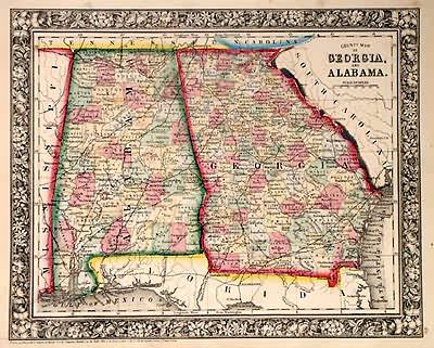 County Map of Georgia and Alabama