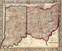 County Map of Ohio and Indiana