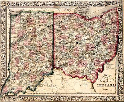 County Map of Ohio and Indiana County Map of Ohio and Indiana