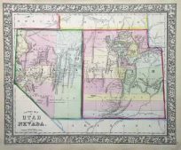 County Map of Utah and Nevada