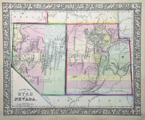 County Map of Utah and Nevada