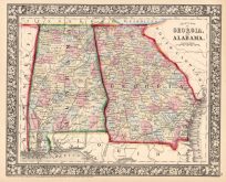 County Map of Georgia and Alabama