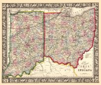 County Map of Ohio and Indiana