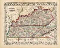County Map of Kentucky and Tennessee