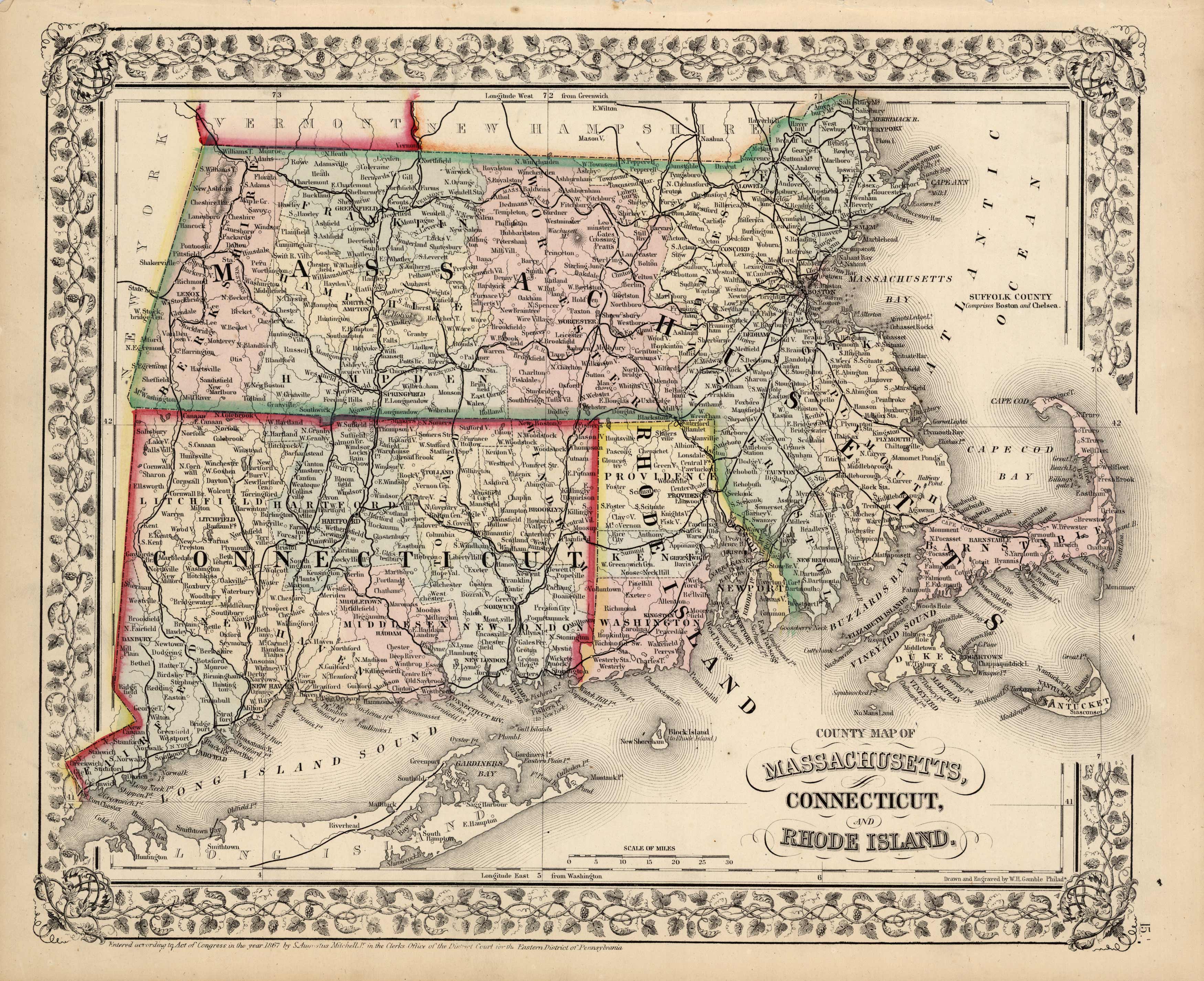 County Map of Massachusetts County Map of Massachusetts