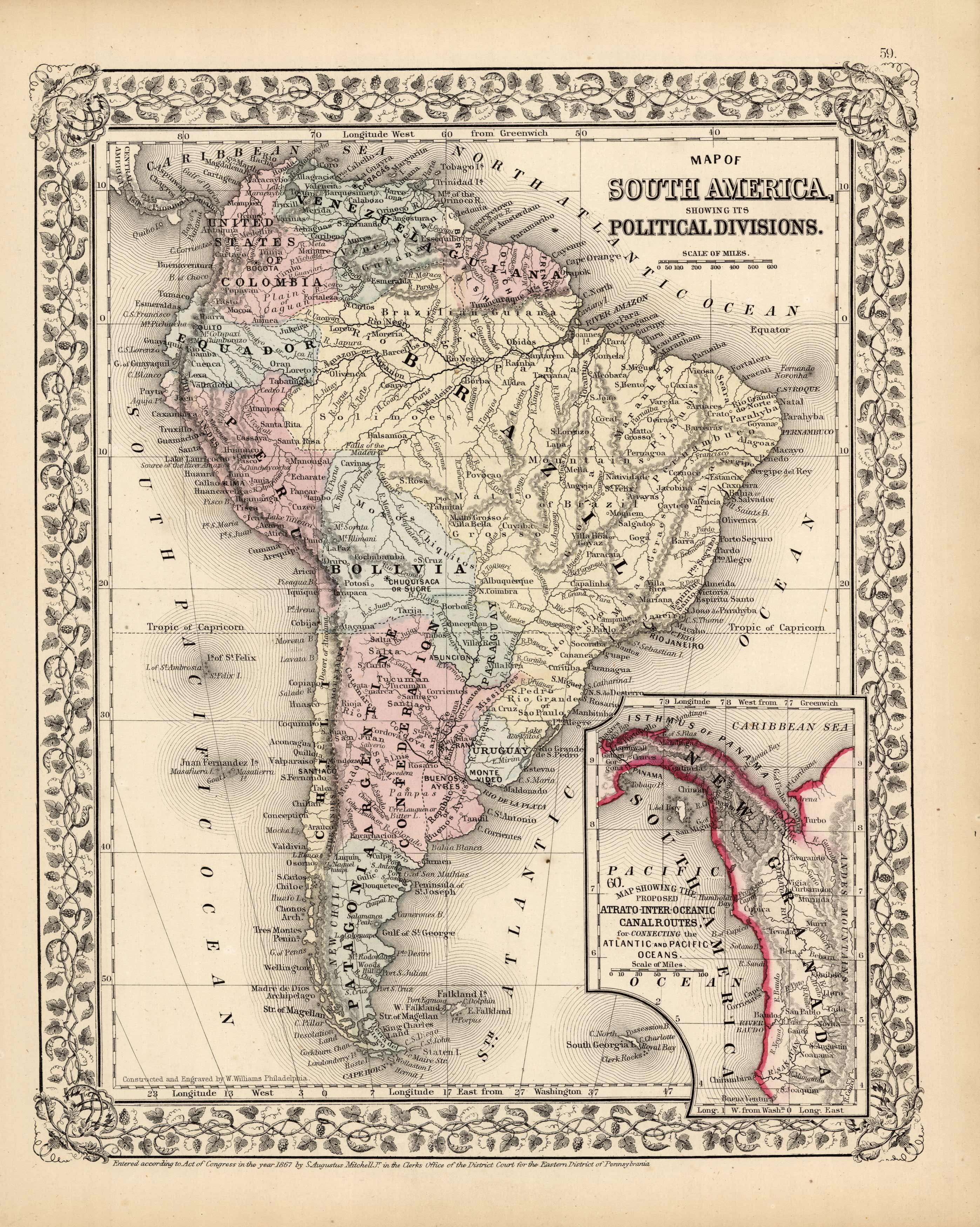 Map of South America Map of South America