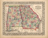 County Map of Georgia and Alabama